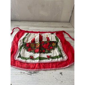 Red white sheer and terrycloth holiday apron